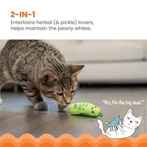 Catstages Crunchy Pickle Kicker: Fun Dental Catnip Toy