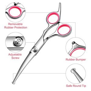 FAIGEO Pink Dog Grooming Scissors Kit - Safe & Professional