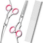 FAIGEO Pink Dog Grooming Scissors Kit - Safe & Professional