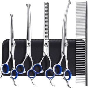 Gimars 6-in-1 Titanium Dog Grooming Scissors Set