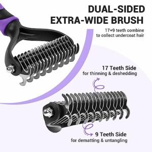 MIU COLOR Dual-Sided Pet Grooming Brush for Effortless Deshedding