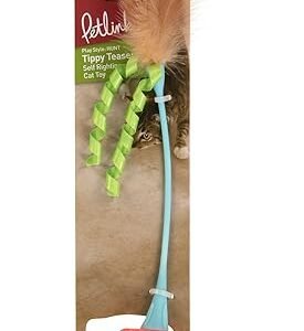 Petlinks Tippy Teaser Rocking Feather Cat Toy - Blue/Orange