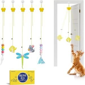Potaroma 5-Piece Interactive Cat Feather Toys for Play
