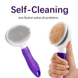 Self-Cleaning Slicker Brush for Dogs & Cats - Purple